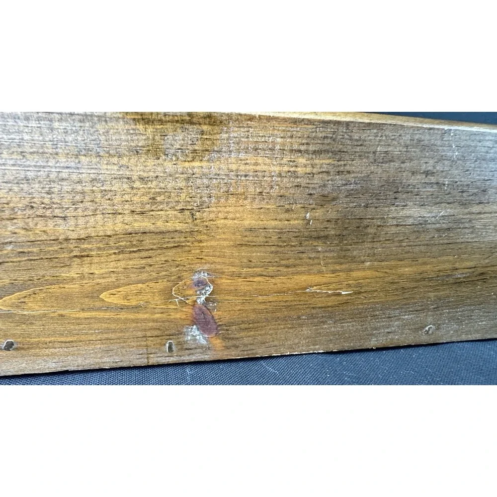 VTG Brown Stained Wooden Wall Shelf Hand Crafted Heart Cutout 2 Pegs
